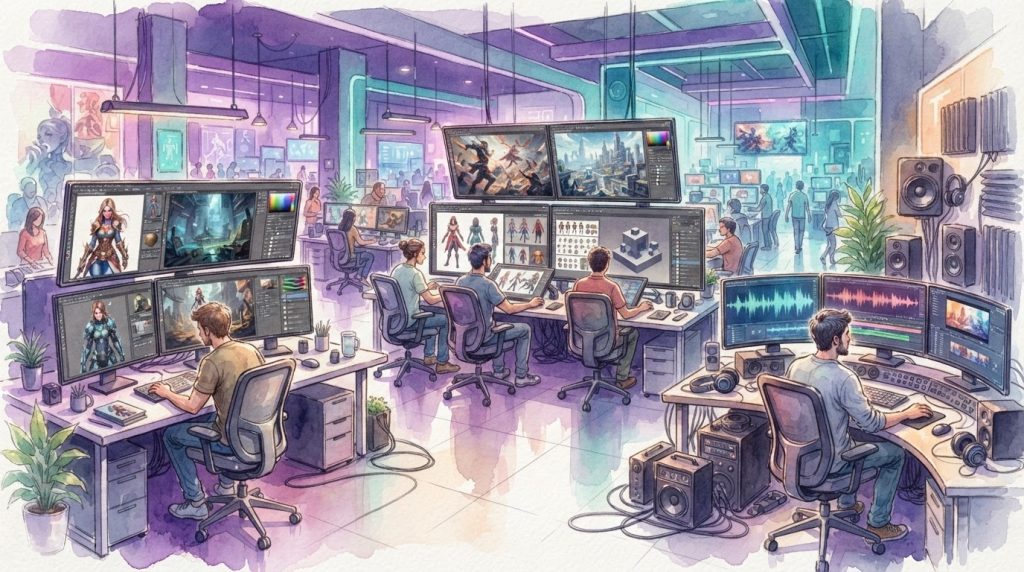 Layer AI game development platform for creating 2D, 3D, video, and audio assets