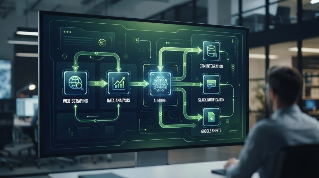Gumloop AI automation workflow with connected no-code nodes and integrations